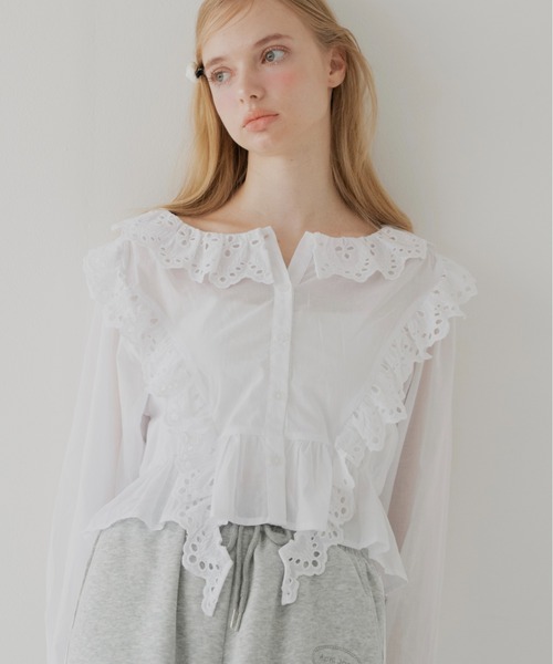 April Jane（エイプリルジェーン）の「ヴィンテージレースブラウス（シャツ/ブラウス・レディース・ピンク/ホワイト・FREE）」の2枚目の写真