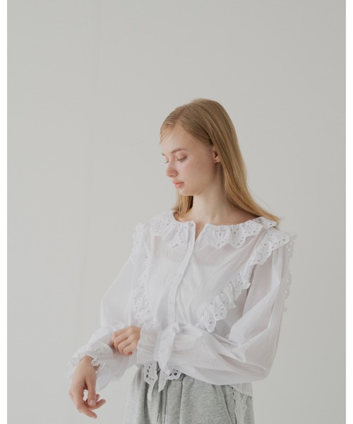 April Jane（エイプリルジェーン）の「ヴィンテージレースブラウス（シャツ/ブラウス・レディース・ピンク/ホワイト・FREE）」の4枚目の写真