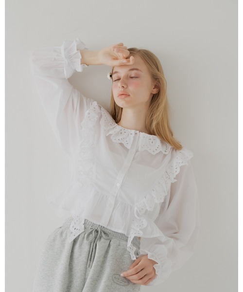 April Jane（エイプリルジェーン）の「ヴィンテージレースブラウス（シャツ/ブラウス・レディース・ピンク/ホワイト・FREE）」の6枚目の写真