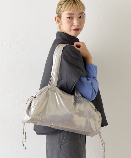 BIRTHDAY BAR（バースデイバー）の「【EARTHMADE】WIDE ZIP BAG　ワイドジップバッグ（トートバッグ・レディース・ブラック/サックスブルー/シルバー/カーキ・0）」の7枚目の写真