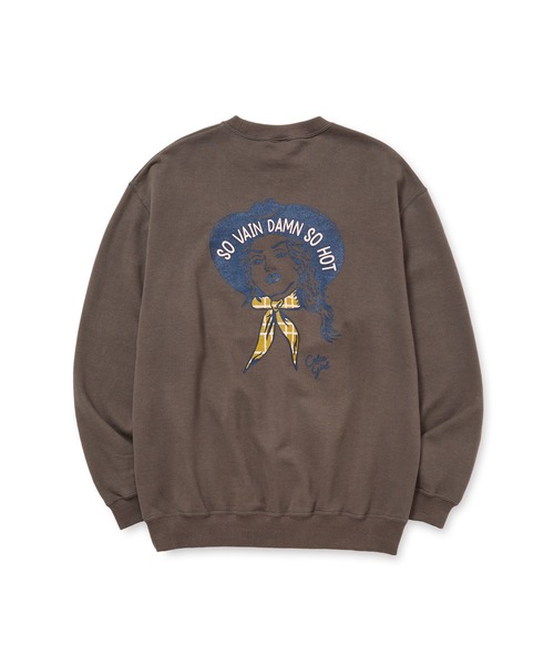 CALEE（キャリー）の「SYNDICATE RETRO WESTERN GIRL CREW NECK SW（スウェット・メンズ・チャコールグレー/ライトベージュ/ターコイズブルー・LARGE/MEDIUM）」の2枚目の写真