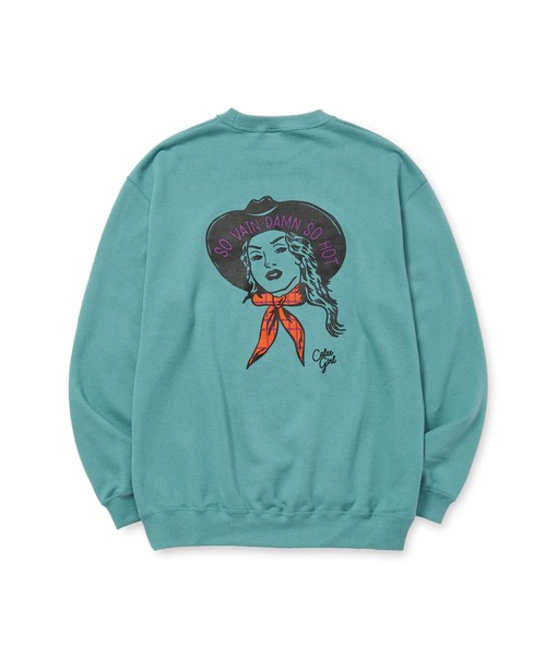 CALEE（キャリー）の「SYNDICATE RETRO WESTERN GIRL CREW NECK SW（スウェット・メンズ・チャコールグレー/ライトベージュ/ターコイズブルー・LARGE/MEDIUM）」の7枚目の写真