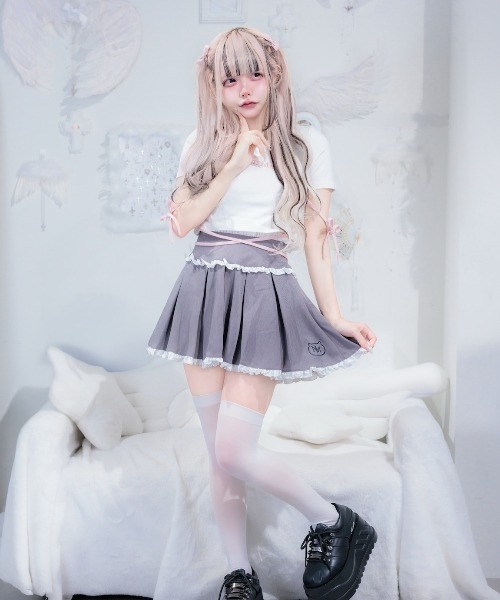 nyanMe(ニャンミー)の「ぷりぷりぷりーつすかーと(スカート・レディース・グレー/ブラック・FREE)」の17枚目の写真
