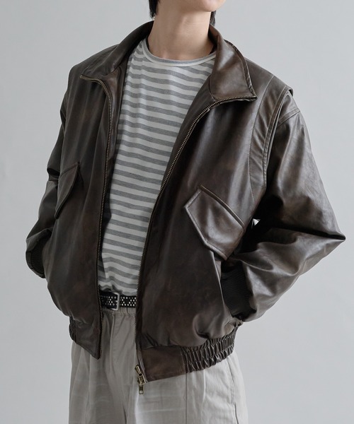 EPNK（イーピーエヌケー）の「Structured Bomber Zip Jacket / ストラクチャーボンバージップジャケット（ブルゾン・メンズ・ブラウン/ブラック・SMALL/MEDIUM/LARGE）」の22枚目の写真