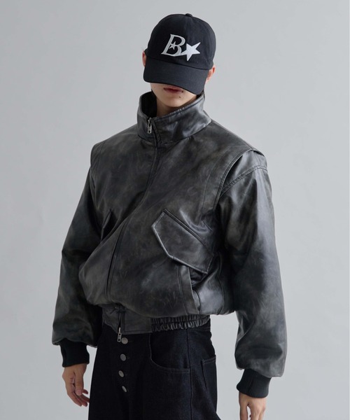 EPNK（イーピーエヌケー）の「Structured Bomber Zip Jacket / ストラクチャーボンバージップジャケット（ブルゾン・メンズ・ブラウン/ブラック・SMALL/MEDIUM/LARGE）」の4枚目の写真