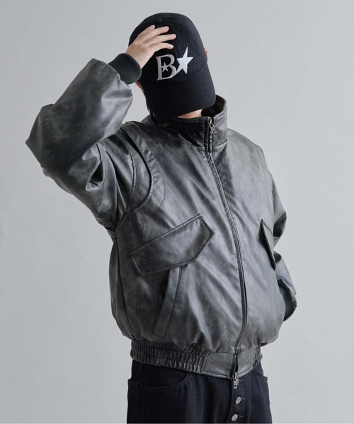 EPNK（イーピーエヌケー）の「Structured Bomber Zip Jacket / ストラクチャーボンバージップジャケット（ブルゾン・メンズ・ブラウン/ブラック・SMALL/MEDIUM/LARGE）」の6枚目の写真