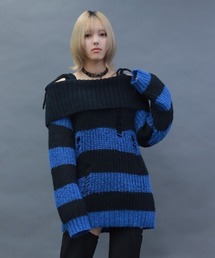 NIBBLE POISON | ボーダーオフショルニットプルオーバー(ニット/セーター)