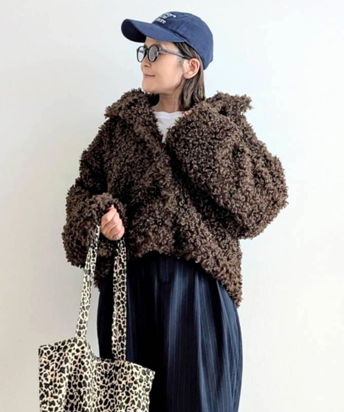 notch.(ノッチ)の「【 notch. by yui 】プードルファージャケット(ブルゾン・レディース・アイボリー/ブラウン/ベージュ/ブラック・M)」の4枚目の写真