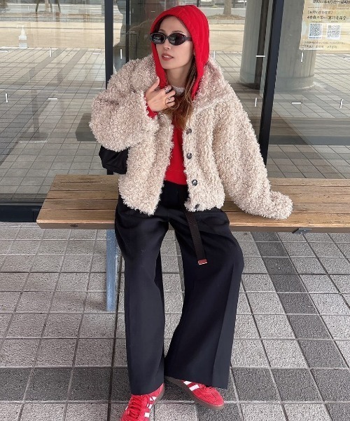 notch.(ノッチ)の「【 notch. by yui 】プードルファージャケット(ブルゾン・レディース・アイボリー/ブラウン/ベージュ/ブラック・M)」の2枚目の写真