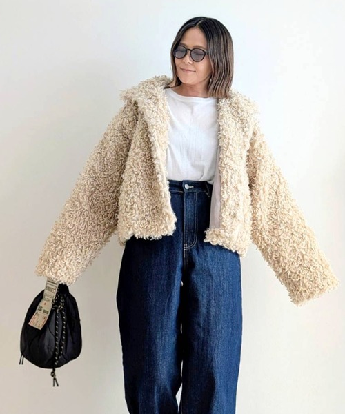 notch.(ノッチ)の「【 notch. by yui 】プードルファージャケット(ブルゾン・レディース・アイボリー/ブラウン/ベージュ/ブラック・M)」の7枚目の写真