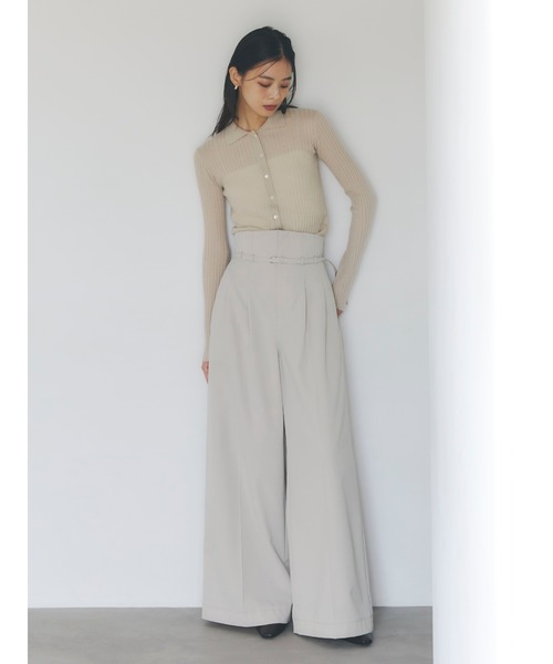 anuans(アニュアンス)の「ベルテッドハイウエストパンツ(スラックス・レディース・ライトベージュ/ベージュ・SMALL/MEDIUM)」の5枚目の写真