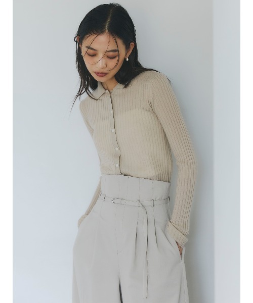 anuans(アニュアンス)の「ベルテッドハイウエストパンツ(スラックス・レディース・ライトベージュ/ベージュ・SMALL/MEDIUM)」の9枚目の写真