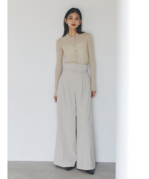 anuans(アニュアンス)の「ベルテッドハイウエストパンツ(スラックス・レディース・ライトベージュ/ベージュ・SMALL/MEDIUM)」の10枚目の写真