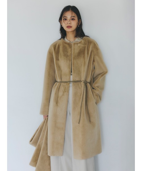 anuans(アニュアンス)の「ベルテッドハイウエストパンツ(スラックス・レディース・ライトベージュ/ベージュ・SMALL/MEDIUM)」の15枚目の写真