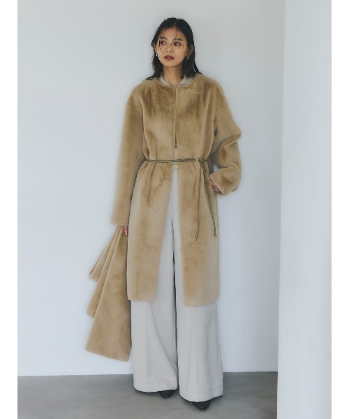 anuans(アニュアンス)の「ベルテッドハイウエストパンツ(スラックス・レディース・ライトベージュ/ベージュ・SMALL/MEDIUM)」の12枚目の写真