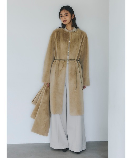 anuans(アニュアンス)の「ベルテッドハイウエストパンツ(スラックス・レディース・ライトベージュ/ベージュ・SMALL/MEDIUM)」の13枚目の写真