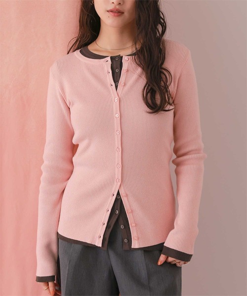 titivate(ティティベイト)の「メニー釦リブニットカーディガン(カーディガン/ボレロ・レディース・ダークグレー/ブルー/グリーン/ブラウン/ピンク/アイボリー・S/M/L)」の6枚目の写真