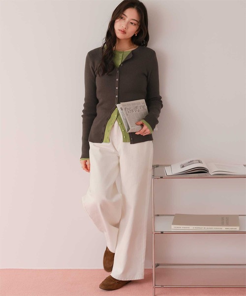 titivate(ティティベイト)の「メニー釦リブニットカーディガン(カーディガン/ボレロ・レディース・ダークグレー/ブルー/グリーン/ブラウン/ピンク/アイボリー・S/M/L)」の19枚目の写真