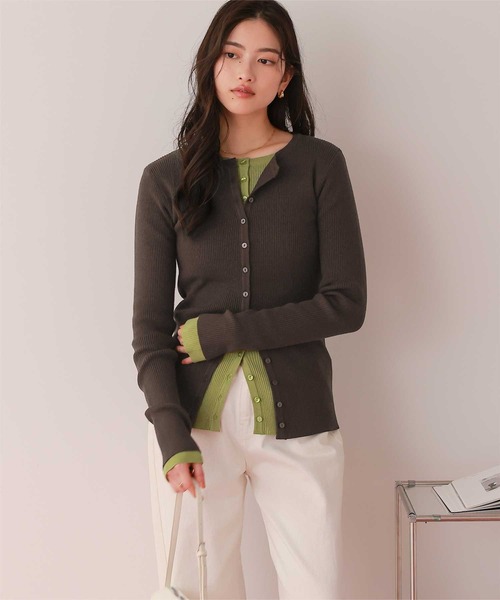 titivate(ティティベイト)の「メニー釦リブニットカーディガン(カーディガン/ボレロ・レディース・ダークグレー/ブルー/グリーン/ブラウン/ピンク/アイボリー・S/M/L)」の22枚目の写真