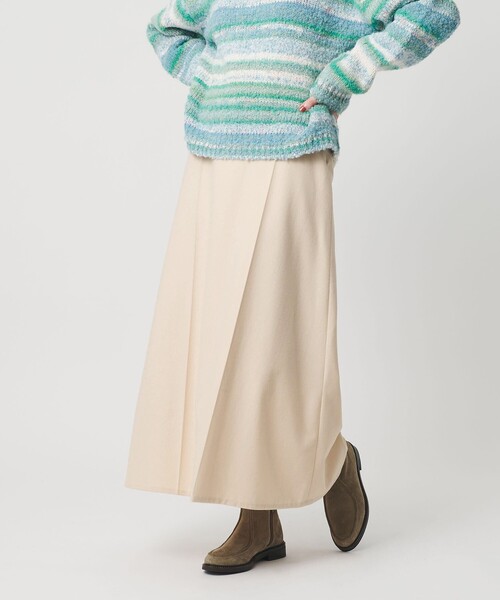 BEAUTY&YOUTH UNITED ARROWS（ビューティーアンドユースユナイテッドアローズ）の「毛ポリエステル フランネル プレスフレアスカート（スカート・レディース・オフホワイト/グレー系・S/M）」の2枚目の写真