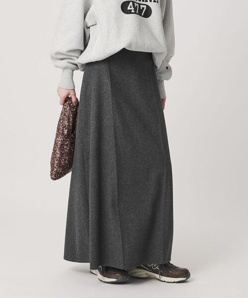 BEAUTY&YOUTH UNITED ARROWS（ビューティーアンドユースユナイテッドアローズ）の「毛ポリエステル フランネル プレスフレアスカート（スカート・レディース・オフホワイト/グレー系・S/M）」の4枚目の写真