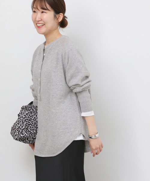 JOURNAL STANDARD relume(ジャーナルスタンダード レリューム)の「《追加》ウールミックス2WAYビッグプルオーバー(ニット/セーター・レディース・グレー系その他/ライトグレー/レッド・FREE)」の5枚目の写真