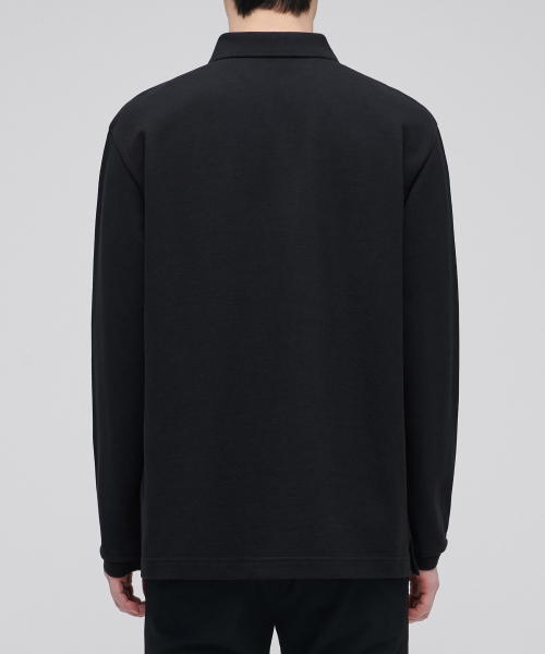 MUSINSA STANDARD（ムシンサスタンダード）の「長袖ピケポロシャツ[ブラック]（ポロシャツ・メンズ・その他・SMALL/MEDIUM/LARGE/X-LARGE/XX-LARGE）」の2枚目の写真
