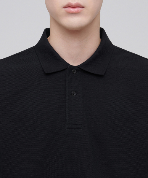 MUSINSA STANDARD（ムシンサスタンダード）の「長袖ピケポロシャツ[ブラック]（ポロシャツ・メンズ・その他・SMALL/MEDIUM/LARGE/X-LARGE/XX-LARGE）」の3枚目の写真