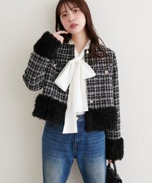 natural couture | 【WEB限定】シャギーファーツイードジャケット(その他アウター)