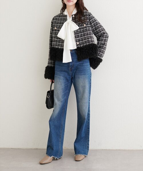 natural couture（ナチュラルクチュール）の「【WEB限定】シャギーファーツイードジャケット（その他アウター・レディース・レッド系その他/ブラック系その他/ブラウン系その他・FREE）」の7枚目の写真