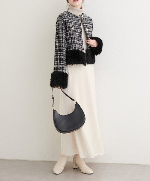 natural couture（ナチュラルクチュール）の「【WEB限定】シャギーファーツイードジャケット（その他アウター・レディース・レッド系その他/ブラック系その他/ブラウン系その他・FREE）」の10枚目の写真