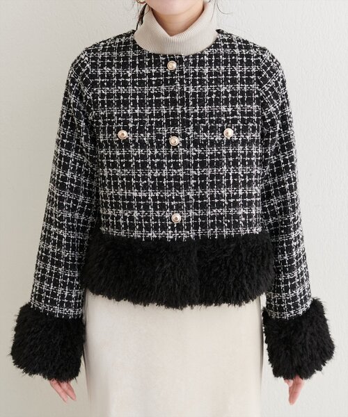 natural couture（ナチュラルクチュール）の「【WEB限定】シャギーファーツイードジャケット（その他アウター・レディース・レッド系その他/ブラック系その他/ブラウン系その他・FREE）」の11枚目の写真