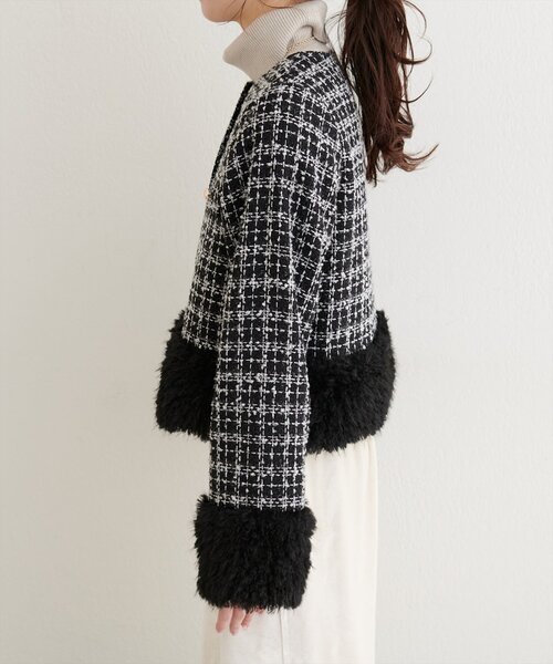 natural couture（ナチュラルクチュール）の「【WEB限定】シャギーファーツイードジャケット（その他アウター・レディース・レッド系その他/ブラック系その他/ブラウン系その他・FREE）」の12枚目の写真