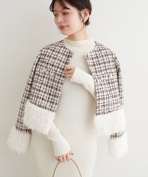 natural couture（ナチュラルクチュール）の「【WEB限定】シャギーファーツイードジャケット（その他アウター・レディース・レッド系その他/ブラック系その他/ブラウン系その他・FREE）」の18枚目の写真