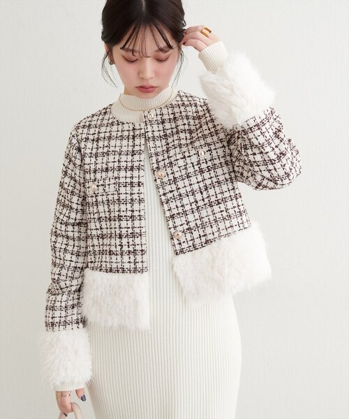 natural couture（ナチュラルクチュール）の「【WEB限定】シャギーファーツイードジャケット（その他アウター・レディース・レッド系その他/ブラック系その他/ブラウン系その他・FREE）」の19枚目の写真