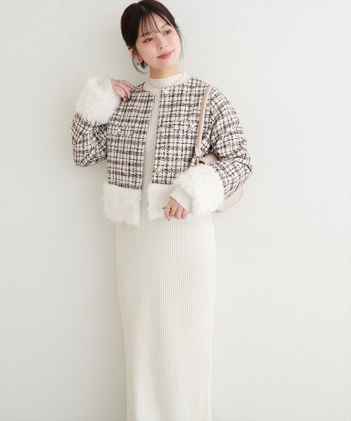 natural couture（ナチュラルクチュール）の「【WEB限定】シャギーファーツイードジャケット（その他アウター・レディース・レッド系その他/ブラック系その他/ブラウン系その他・FREE）」の20枚目の写真