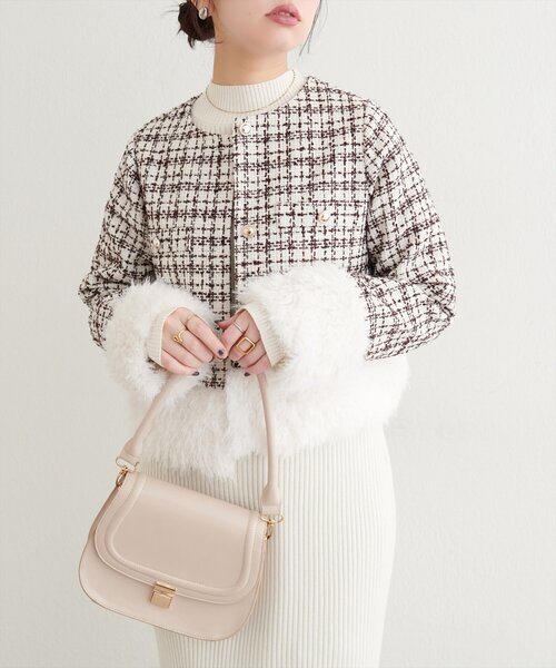 natural couture（ナチュラルクチュール）の「【WEB限定】シャギーファーツイードジャケット（その他アウター・レディース・レッド系その他/ブラック系その他/ブラウン系その他・FREE）」の21枚目の写真