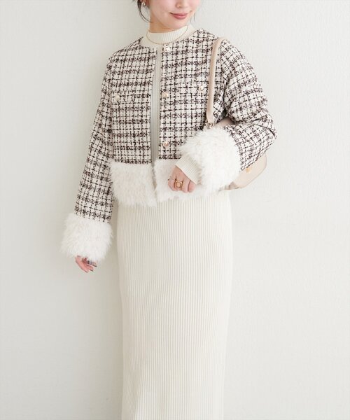 natural couture（ナチュラルクチュール）の「【WEB限定】シャギーファーツイードジャケット（その他アウター・レディース・レッド系その他/ブラック系その他/ブラウン系その他・FREE）」の22枚目の写真