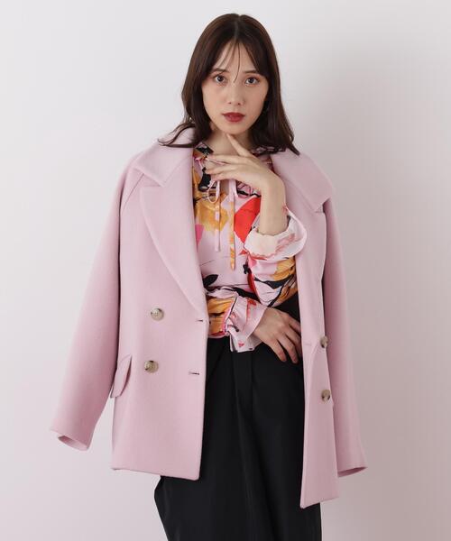 PINKY&DIANNE(ピンキーアンドダイアン)の「ダブルブレストショートコート(ピーコート・レディース・ピンク/ブルー/ベージュ/ブラック・38/36)」の4枚目の写真