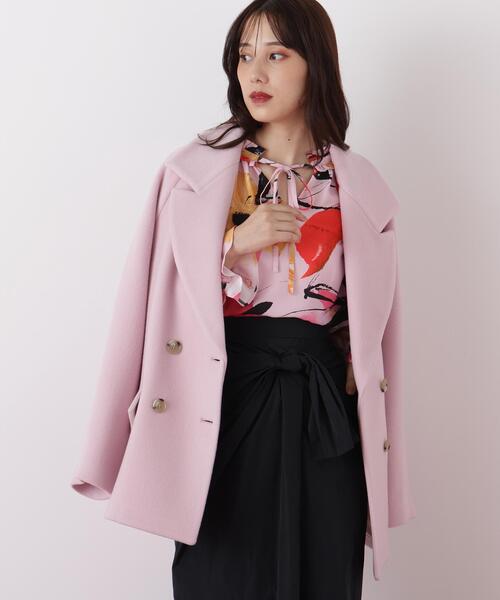 PINKY&DIANNE(ピンキーアンドダイアン)の「ダブルブレストショートコート(ピーコート・レディース・ピンク/ブルー/ベージュ/ブラック・38/36)」の22枚目の写真