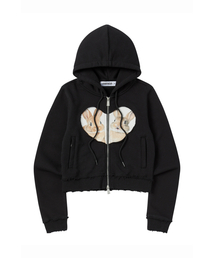 BABY RABBIT HOOD ZIP-UP BLACK