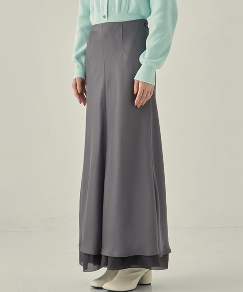 STUDIOUS(ステュディオス)の「【STUDIOUS/ステュディオス】LAYERED SATIN MERMAID SKIRT/レイヤードサテンマーメイドスカート(スカート・レディース・ベージュ/ダークグレー・1/2)」の10枚目の写真