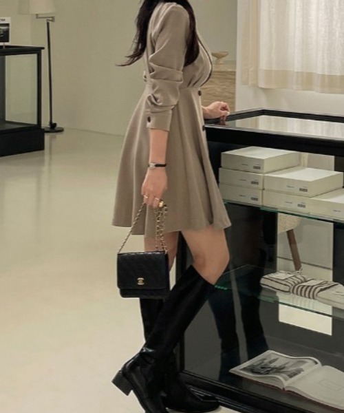 セール】ダブルボタンテーラードミニワンピース（ワンピース）｜emi+