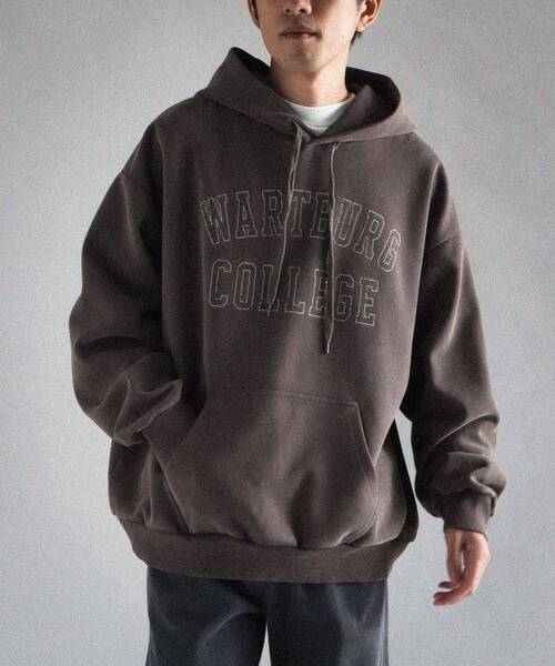 CRAFT STANDARD BOUTIQUE（クラフトスタンダードブティック）の「スノーウォッシュボンディング裏毛カレッジパーカー（パーカー・メンズ・ブラウン/ブラック/グレイッシュベージュ・M/L/XL）」の3枚目の写真