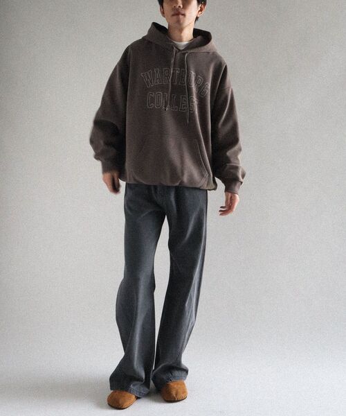 CRAFT STANDARD BOUTIQUE（クラフトスタンダードブティック）の「スノーウォッシュボンディング裏毛カレッジパーカー（パーカー・メンズ・ブラウン/ブラック/グレイッシュベージュ・M/L/XL）」の5枚目の写真