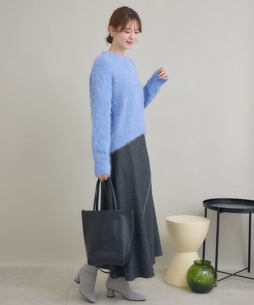 KATHARINE ROSS（キャサリンロス）の「【KATHARINE ROSS】ラメフェザーネップVプルオーバー（ニット/セーター・レディース・グレー/オフホワイト/ブルー・FREE）」の6枚目の写真