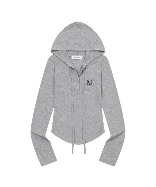 MUCENT（ムセント）の「ルエン シグネチャースリムフードパーカー (4カラー)（パーカー・レディース・ブラック/グレー/ホワイト/チャコール・FREE）」の3枚目の写真