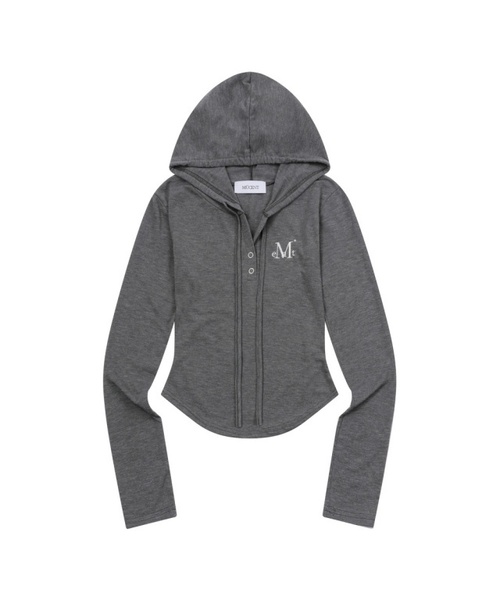 MUCENT（ムセント）の「ルエン シグネチャースリムフードパーカー (4カラー)（パーカー・レディース・ブラック/グレー/ホワイト/チャコール・FREE）」の4枚目の写真