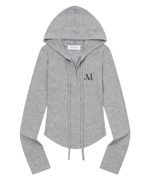 MUCENT（ムセント）の「ルエン シグネチャースリムフードパーカー (4カラー)（パーカー・レディース・ブラック/グレー/ホワイト/チャコール・FREE）」の6枚目の写真