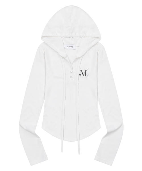 MUCENT（ムセント）の「ルエン シグネチャースリムフードパーカー (4カラー)（パーカー・レディース・ブラック/グレー/ホワイト/チャコール・FREE）」の10枚目の写真